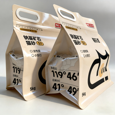 ถุงขยะแมวปิดผนึกแปดด้านพร้อมที่จับซิป